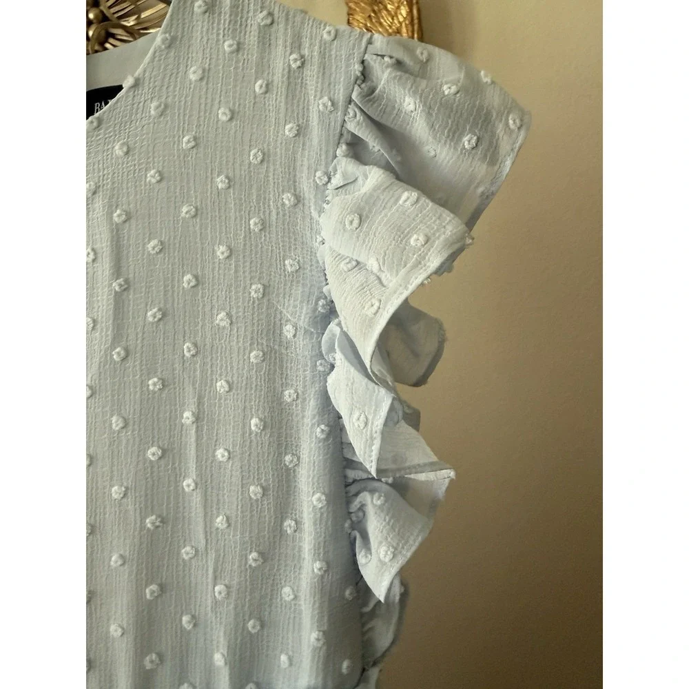 Bardot Junior Blue Swiss Dot Tiered Ruffle Dress Girls Size 14 Wedding Party